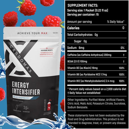 Cardomax Hydromax Hydration Sticks – Blue Raspberry – Liquid Electrolyte Drink Mix with Sodium, Potassium & Magnesium – Supports Hydration, Endurance & Recovery – Sugar-Free, Dye-Free, Naturally Flavored – 15 Single-Serve Packs