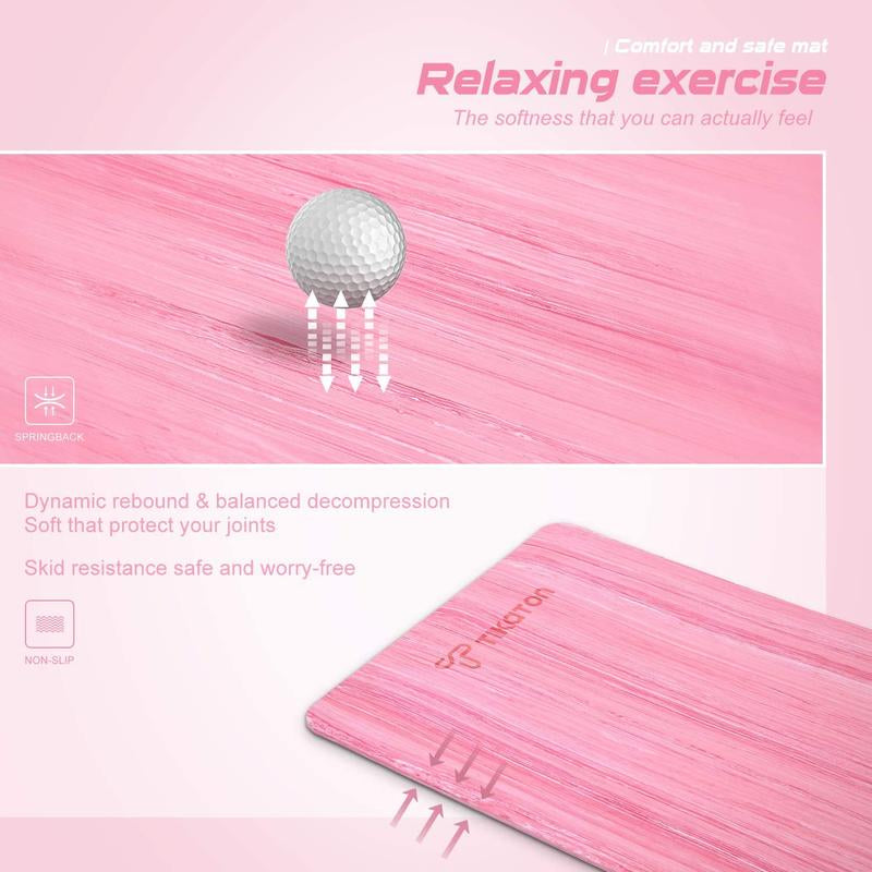 Tikaton 【Hot Yoga Mat Eco Friendly】High Density, Lasting Rebound POE Yoga Mat Exercise & Fitness Mat with Carrying Strap, 1/4 Inch, 72"L X 24"W Yoga