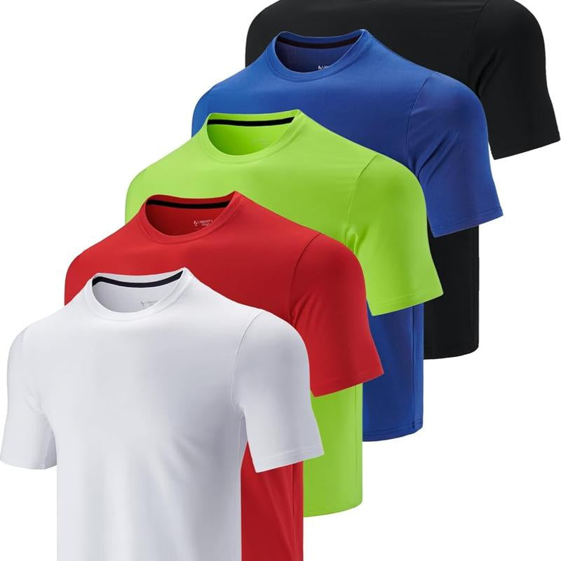 5 Pack Men’S Quick Dry Athletic T-Shirts – Crew Neck Short Sleeve Workout Tops for Running, Gym, Training, Sports & Daily Wear