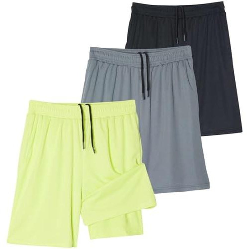 Real Essentials Men's 2-in-1 Dry-Fit 7" Running Workout Gym Shorts with Compression Liner - 3 Pack (Big & Tall Available)