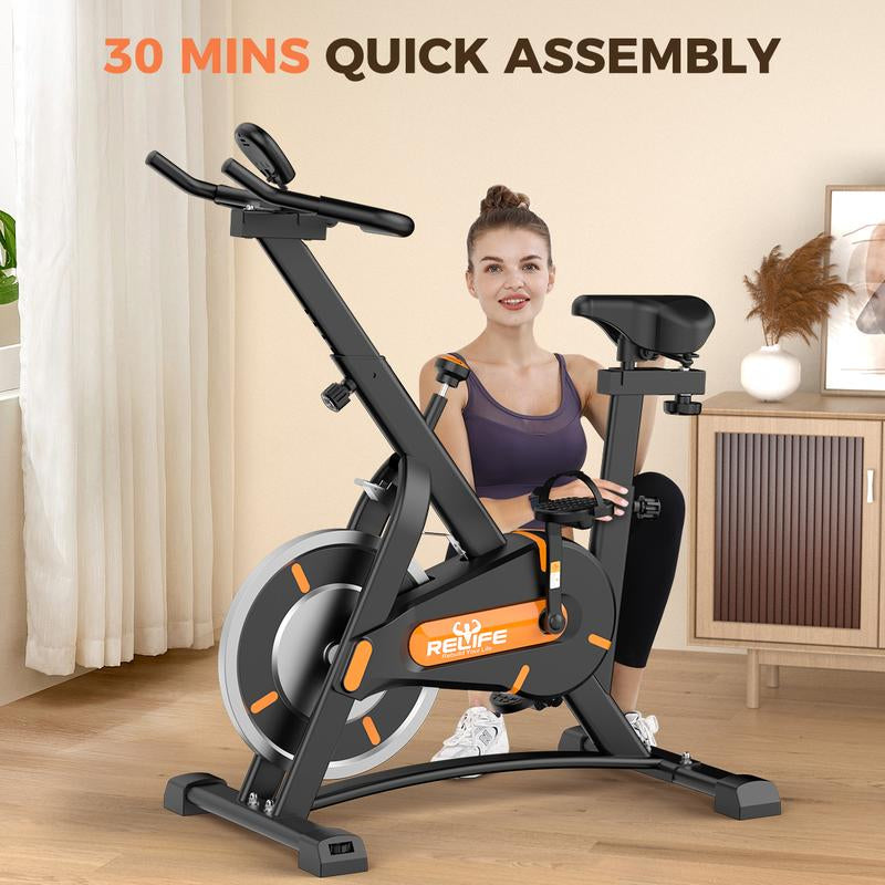 Indoor Cycling Bike Exercise Bike with LCD Monitor RELIFE REBUILD YOUR LIFE Adjustable Stationary Bike for Home Gym Cardio Workout Training Machine
