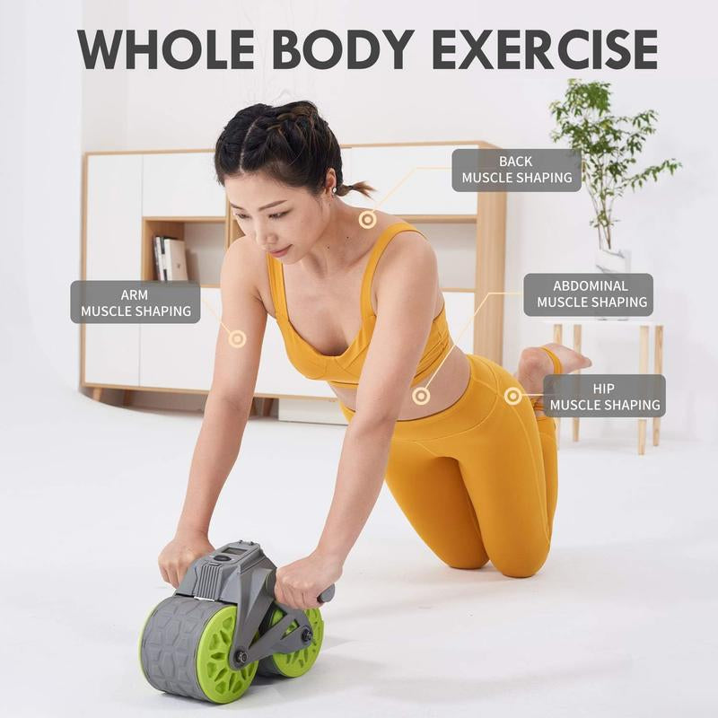 Ab Wheel Roller Automatic Rebound with Knee Pad Mat,Core Muscle Ab Trainer, Ab Workout Equipment for Abdominal Exercise Ab Wheel
