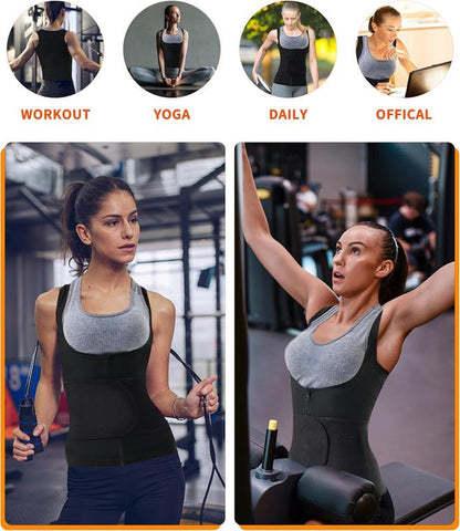 Women'S Adjustable Velcro Sauna Tank Top, Tummy Control Shapewear Sleeveless Sauna Suit Waist Trainer Vest Shirt for Women, Workout Gym Exercise Clothing, Gym Clothes, Gym Wear, Fajas Para Mujer, Women Sportswear Activewear Womenswear Athletic