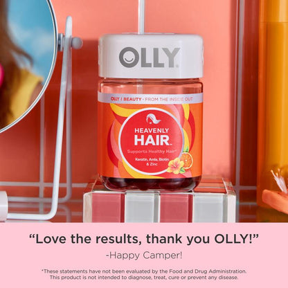 OLLY Heavenly Hair Gummy, Supports Healthy Hair, Keratin, Biotin, AMLA, Chewable Supplement, 30 Day Supply - 60 Count