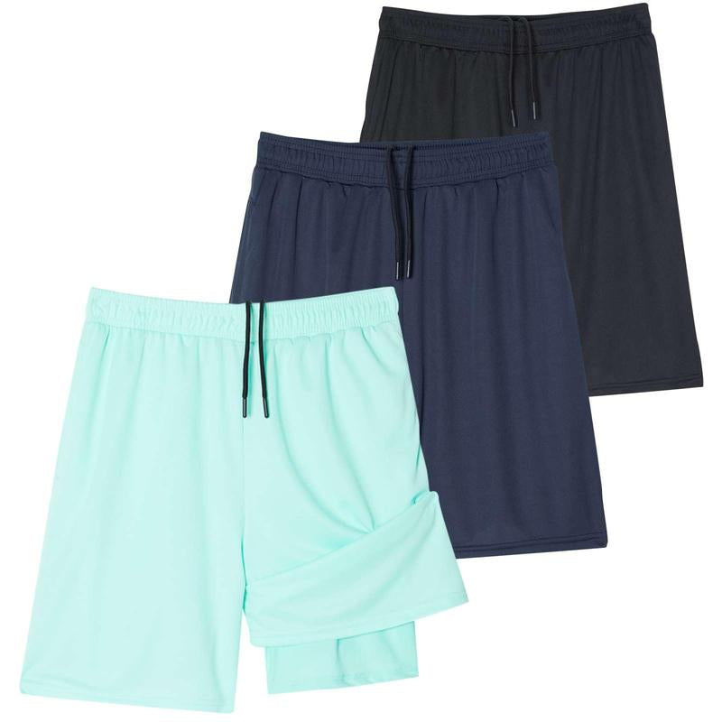 Real Essentials Men's 2-in-1 Dry-Fit 7" Running Workout Gym Shorts with Compression Liner - 3 Pack (Big & Tall Available)