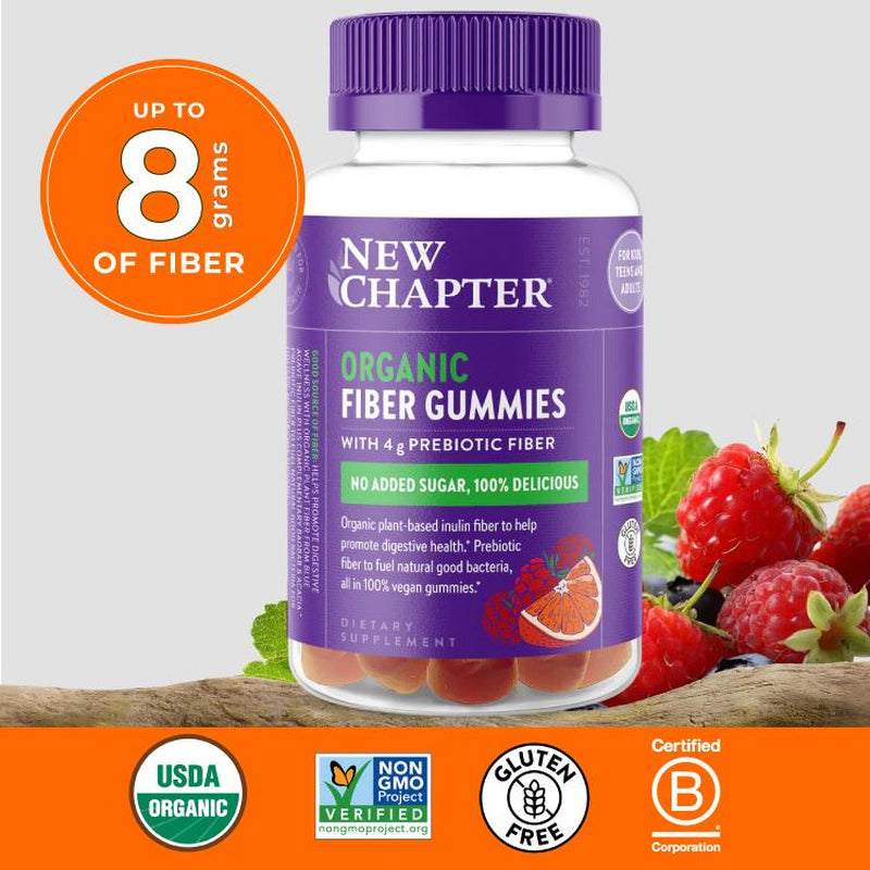 New Chapter Fiber Gummy Adult for Adults, up to 8G Plant-Based Prebiotic Fiber for Digestive Health - 60Ct