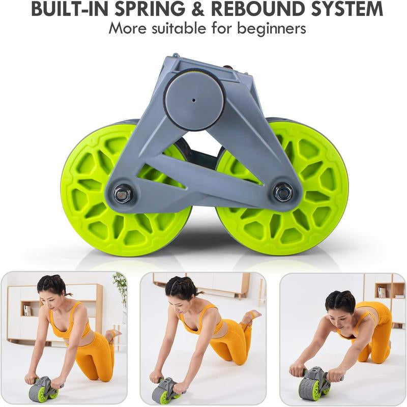 Ab Wheel Roller Automatic Rebound with Knee Pad Mat,Core Muscle Ab Trainer, Ab Workout Equipment for Abdominal Exercise Ab Wheel