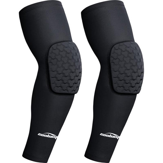 COOLOMG Compression Arm Sleeve with Elbow Pad for Kids and Adults - Breathable Sports Gear, Quick Dry, Durable, Cushion for Muscle Relief