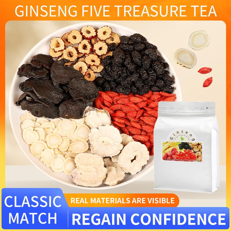 Rencha Formula - Six-Ingredient Ginseng Tea, Combined with Fragrant Tea, a Herbal Health Drink Beverage Natural