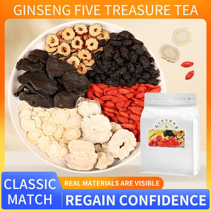 Rencha Formula - Six-Ingredient Ginseng Tea, Combined with Fragrant Tea, a Herbal Health Drink Beverage Natural