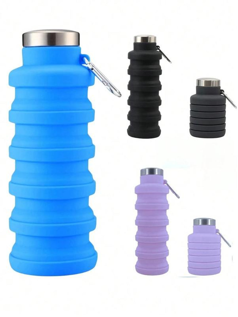 Collapsible Silicone Water Bottle with Carabiner - 17oz Large Capacity Lightweight Drinkware