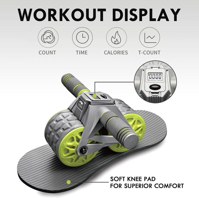 Ab Wheel Roller Automatic Rebound with Knee Pad Mat,Core Muscle Ab Trainer, Ab Workout Equipment for Abdominal Exercise Ab Wheel