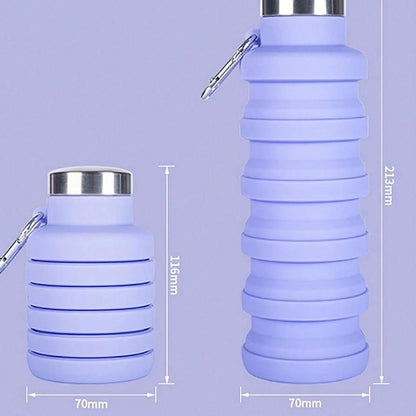 Collapsible Silicone Water Bottle with Carabiner - 17oz Large Capacity Lightweight Drinkware