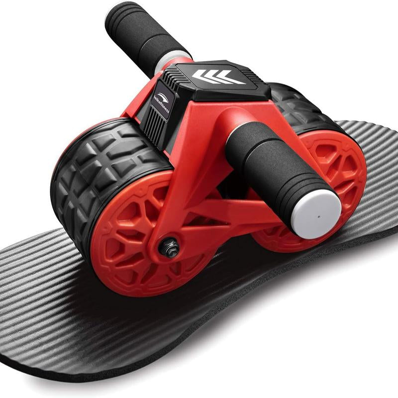 Ab Wheel Roller Automatic Rebound with Knee Pad Mat,Core Muscle Ab Trainer, Ab Workout Equipment for Abdominal Exercise Ab Wheel