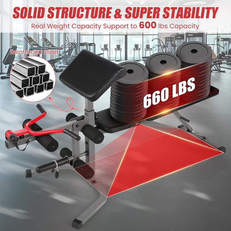 Oppsdecor Olympic 900LBS Adjustable Weight Training Bench with Leg Extension and Pad for Home Gym