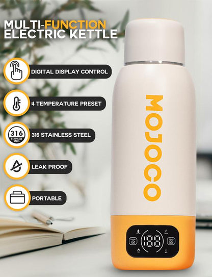 Mojoco 20Oz Portable Electric Kettle – Fast Boil, Leak-Proof, Insulated, Digital Display, 4 Temps for Coffee, Tea, Travel, Home, Office, Camping