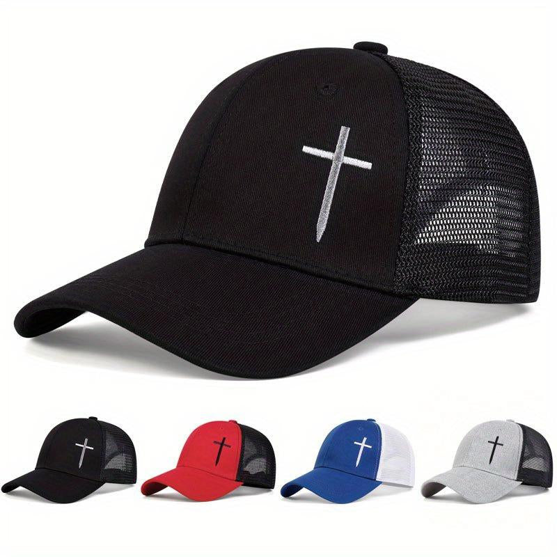 Men Arrow Cross Embroidered Baseball Cap Mesh Hat Outdoor Sport Adjustable Sunscreen Leisure Hat Spring Autumn Travel Tourism Beach Vacation