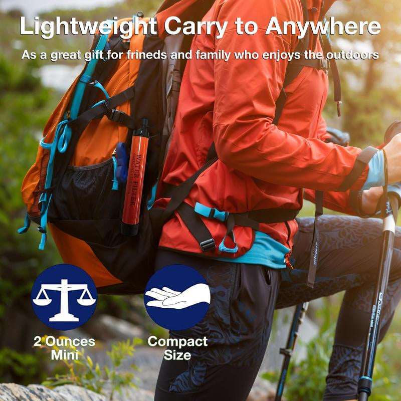 Portable Emergency Water Filtration Straws - Lightweight and Reusable Water Filters for Outdoor Activities, Camping, Hiking, and Travel