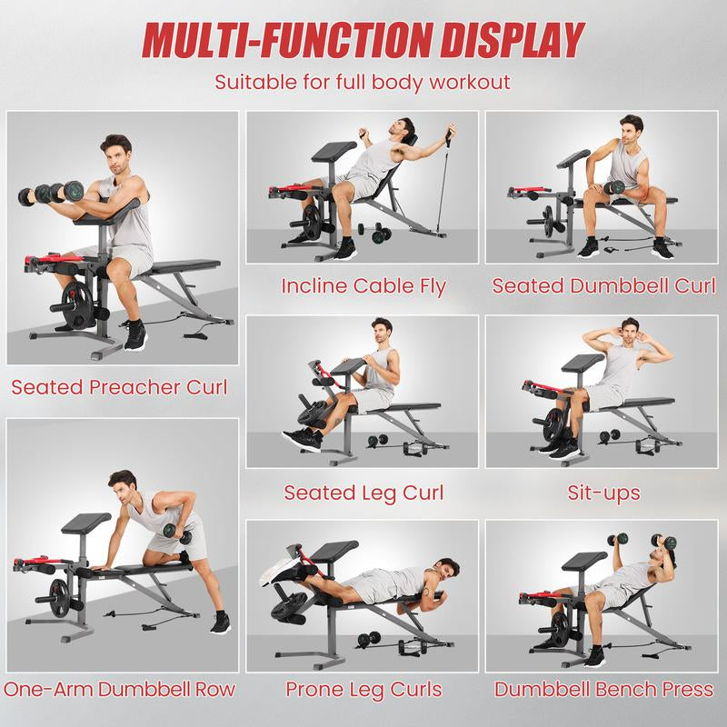 Oppsdecor Olympic 900LBS Adjustable Weight Training Bench with Leg Extension and Pad for Home Gym