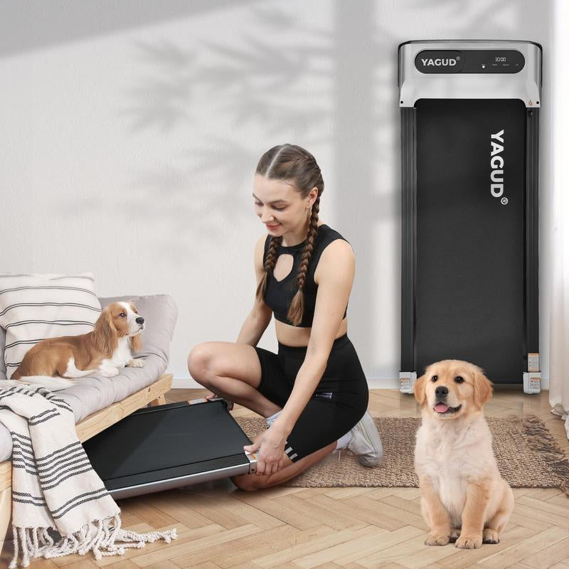 [2 in 1]YAGUD Walking Pad Treadmill with Manual Incline, LED Display, Remote Control, 265LBS Capacity – under Desk Treadmill for Home