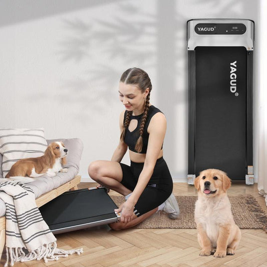 [2 in 1]YAGUD Walking Pad Treadmill with Manual Incline, LED Display, Remote Control, 265LBS Capacity – under Desk Treadmill for Home