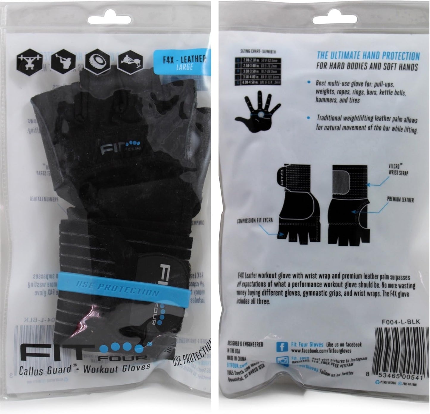 the F4X Spartan - Full Leather Palm Callus Guard WOD Workout Gloves for Weight Lifting & Cross Training Athletes