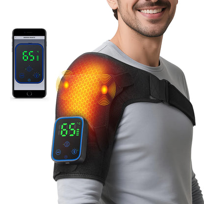 Detachable Wireless APP Control Electric Heating Vibration Shoulder Knee Massager Brace 3 Levels Timer Shoulder Massage Belt Bra