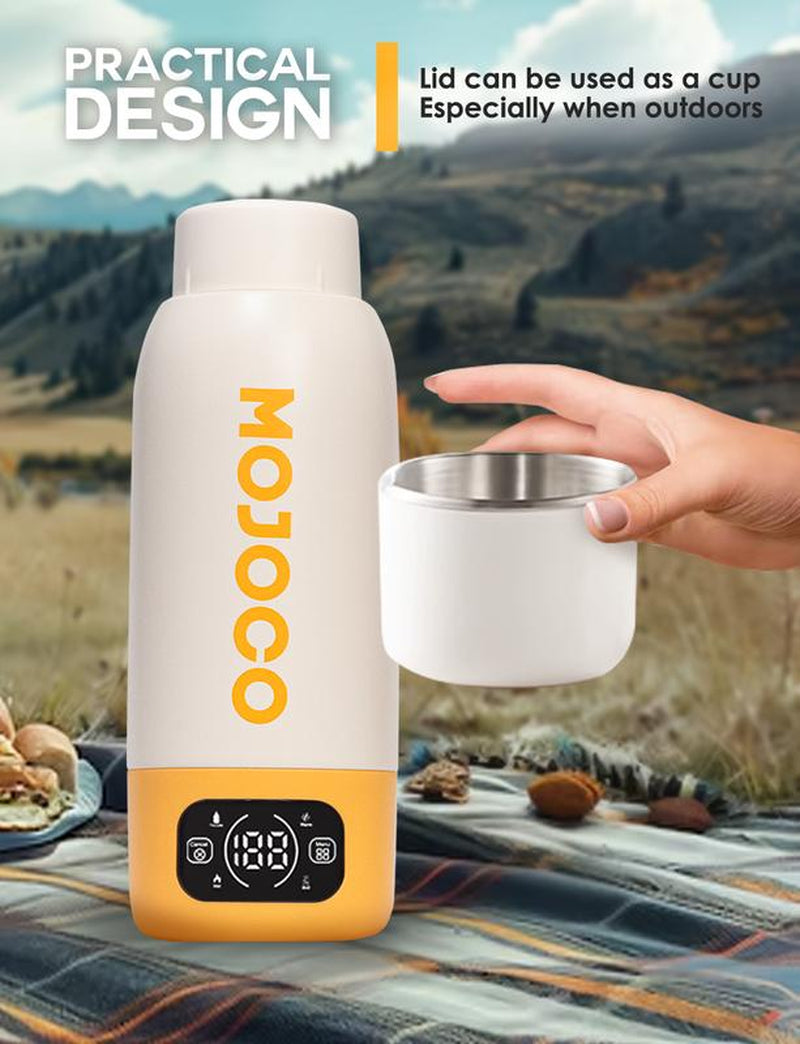 Mojoco 20Oz Portable Electric Kettle – Fast Boil, Leak-Proof, Insulated, Digital Display, 4 Temps for Coffee, Tea, Travel, Home, Office, Camping