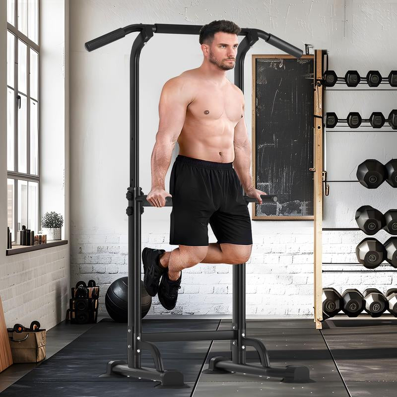 【Deals for You】Power Tower Dip Station Pull up Bar 32.3' H-Shaped Base Height Adjustable 330Lbs Multi-Level Suction Cups 10 Levels for Home Fitness Use