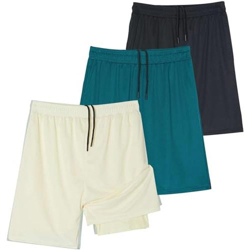 Real Essentials Men's 2-in-1 Dry-Fit 7" Running Workout Gym Shorts with Compression Liner - 3 Pack (Big & Tall Available)