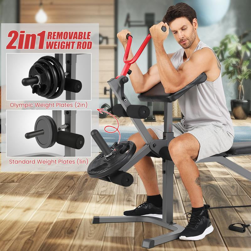 Oppsdecor Olympic 900LBS Adjustable Weight Training Bench with Leg Extension and Pad for Home Gym