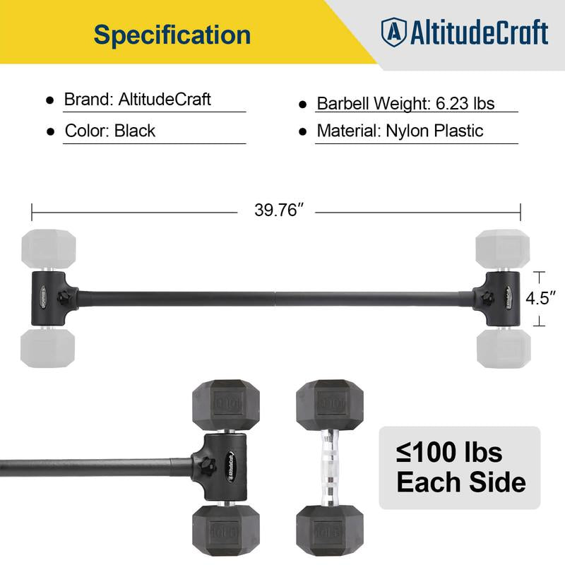 Altitudecraft Dumbbell-Barbell Converter Kit – 200 Lb Capacity Fitness Equipment for Weight Training & Home Gym Workouts
