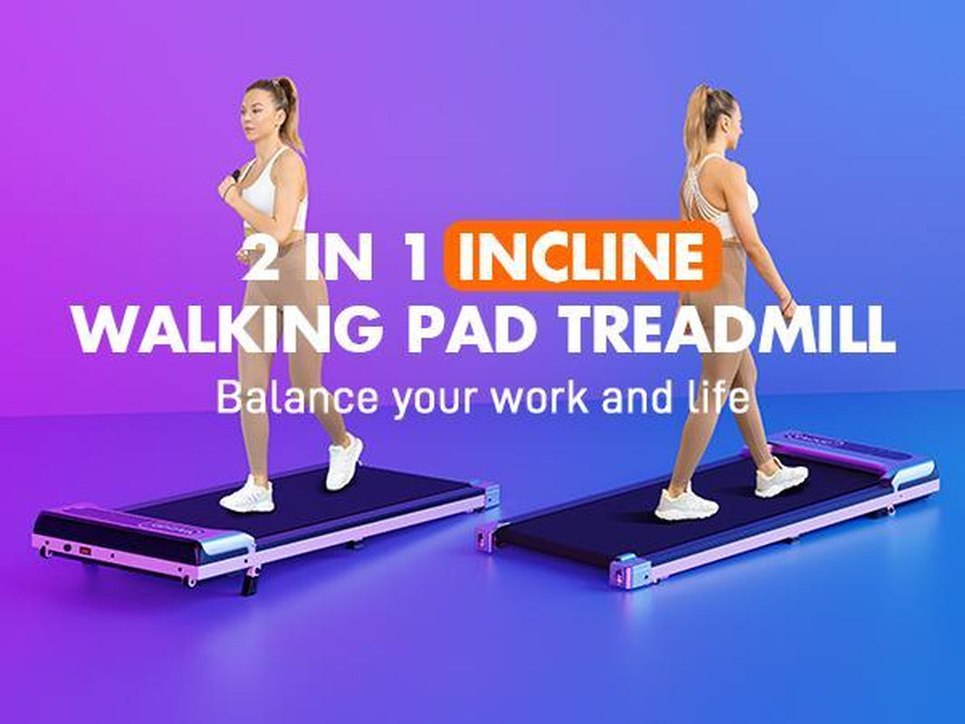 [2 in 1]YAGUD Walking Pad Treadmill with Manual Incline, LED Display, Remote Control, 265LBS Capacity – under Desk Treadmill for Home