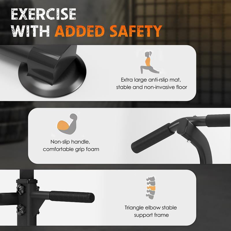 【Deals for You】Power Tower Dip Station Pull up Bar 32.3' H-Shaped Base Height Adjustable 330Lbs Multi-Level Suction Cups 10 Levels for Home Fitness Use