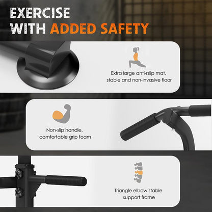【Deals for You】Power Tower Dip Station Pull up Bar 32.3' H-Shaped Base Height Adjustable 330Lbs Multi-Level Suction Cups 10 Levels for Home Fitness Use