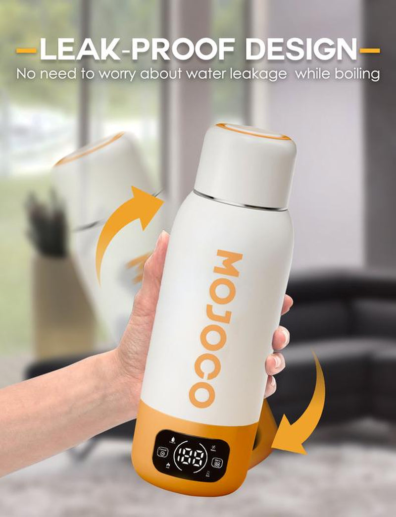 Mojoco 20Oz Portable Electric Kettle – Fast Boil, Leak-Proof, Insulated, Digital Display, 4 Temps for Coffee, Tea, Travel, Home, Office, Camping