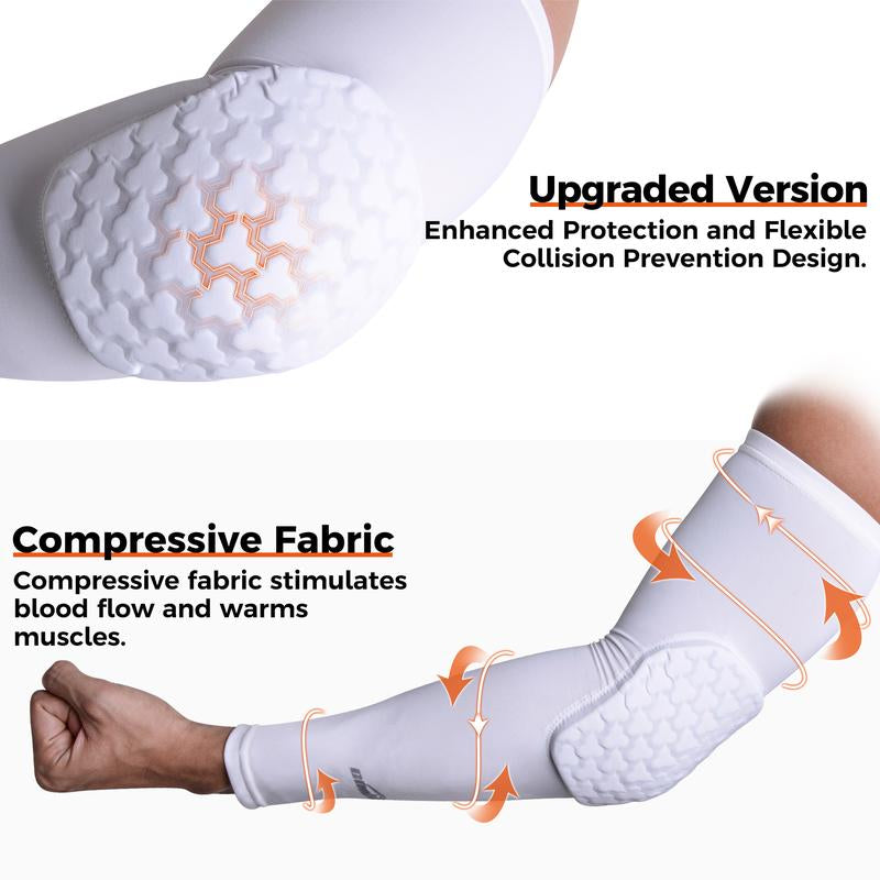 COOLOMG Compression Arm Sleeve with Elbow Pad for Kids and Adults - Breathable Sports Gear, Quick Dry, Durable, Cushion for Muscle Relief