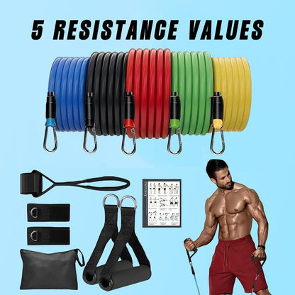 Exercise Bands,Resistance Bands with Handle,Work Out Bands with Handles,Home Gym Equipment Workout Bands for Full-Body Toning Molar Hand Grip Strengthener Trainer Exerciser Stretching Gear Dealsforyoudays
