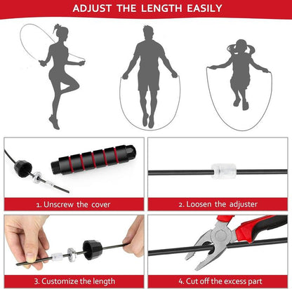 SPORTIC Pro Speed Jump Rope Adjustable Tangle-Free Ball Bearing Swivel Quick-Adjust Ergo Grips HIIT Cardio Fast Calorie Burn Home Gym Travel