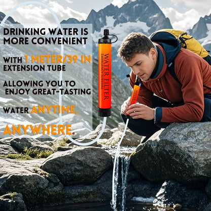 Portable Emergency Water Filtration Straws - Lightweight and Reusable Water Filters for Outdoor Activities, Camping, Hiking, and Travel