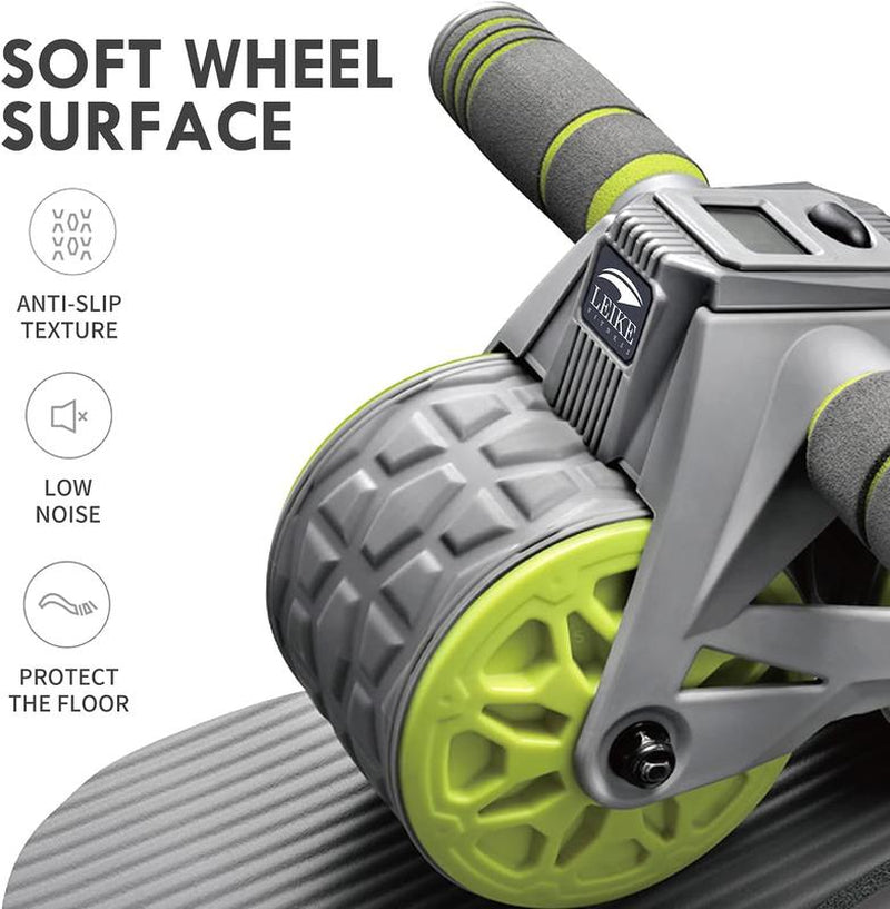Ab Wheel Roller Automatic Rebound with Knee Pad Mat,Core Muscle Ab Trainer, Ab Workout Equipment for Abdominal Exercise Ab Wheel