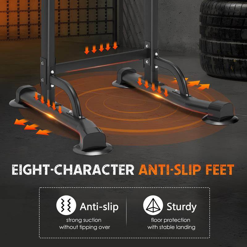 【Deals for You】Power Tower Dip Station Pull up Bar 32.3' H-Shaped Base Height Adjustable 330Lbs Multi-Level Suction Cups 10 Levels for Home Fitness Use