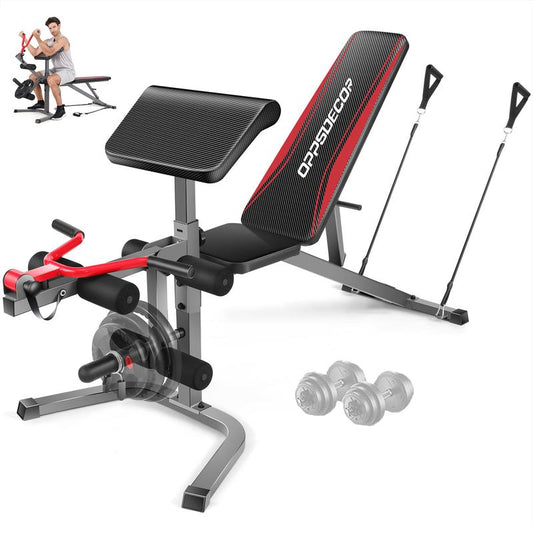 Oppsdecor Olympic 900LBS Adjustable Weight Training Bench with Leg Extension and Pad for Home Gym
