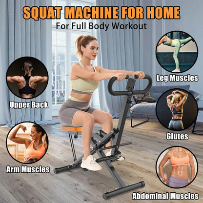 Squat Machine for Home,Ride & Rowingmachine for Botty Glutes Butt Thighs,330Lbs Foldable,Rodeocore Exercise Machine,Abback/Leg Press Hip Thrust