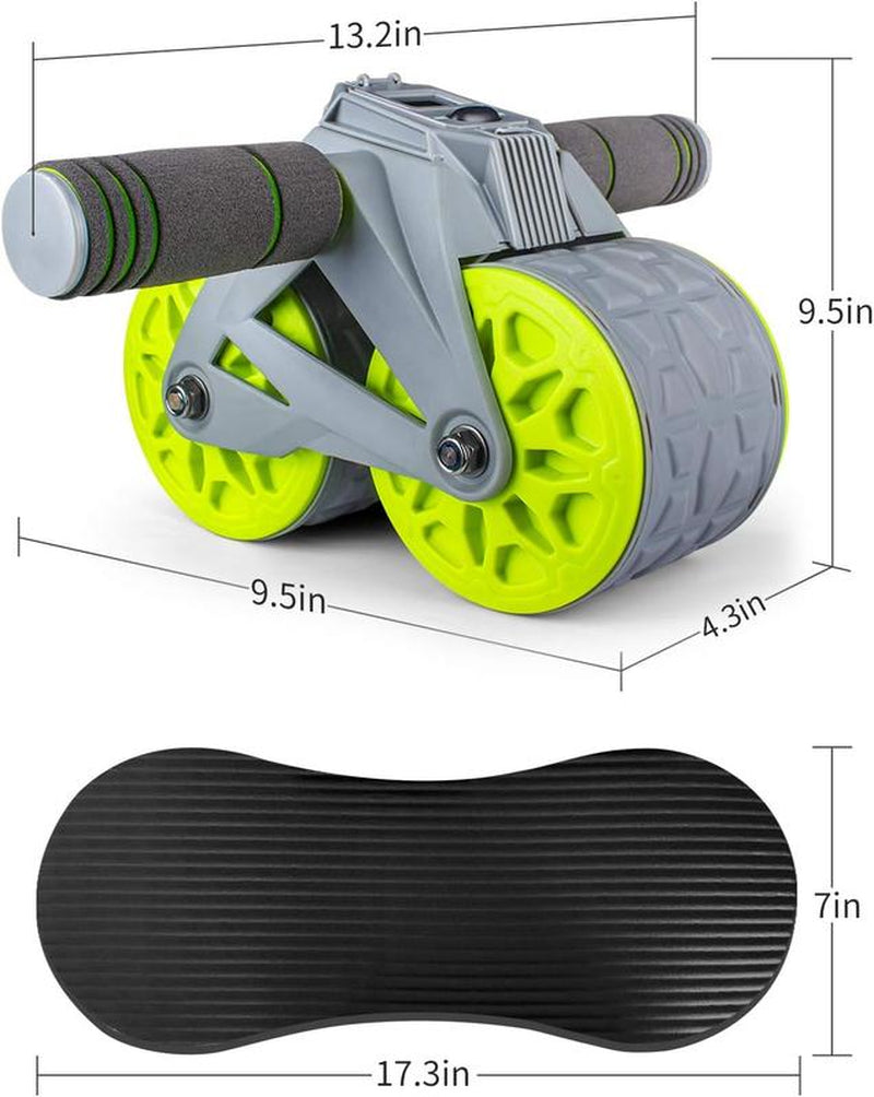 Ab Wheel Roller Automatic Rebound with Knee Pad Mat,Core Muscle Ab Trainer, Ab Workout Equipment for Abdominal Exercise Ab Wheel