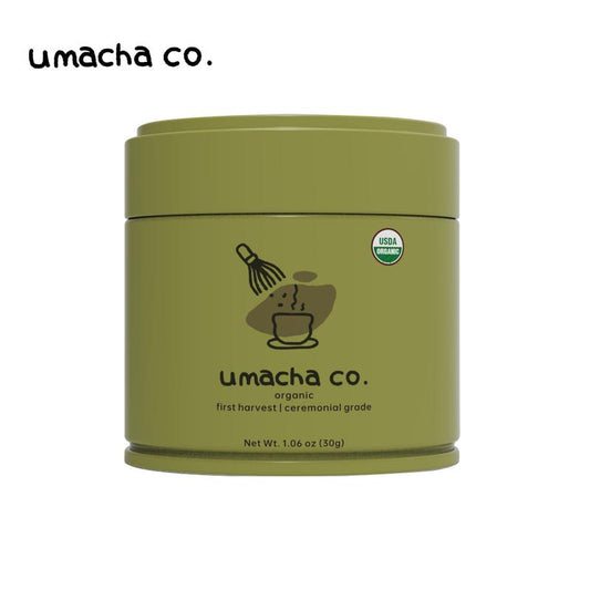 Umacha Co. Organic First Harvest Ceremonial Matcha 30G USDA Certified Ceremonial Grade Antioxidant-Rich Superfood Green Tea Powder Beverage