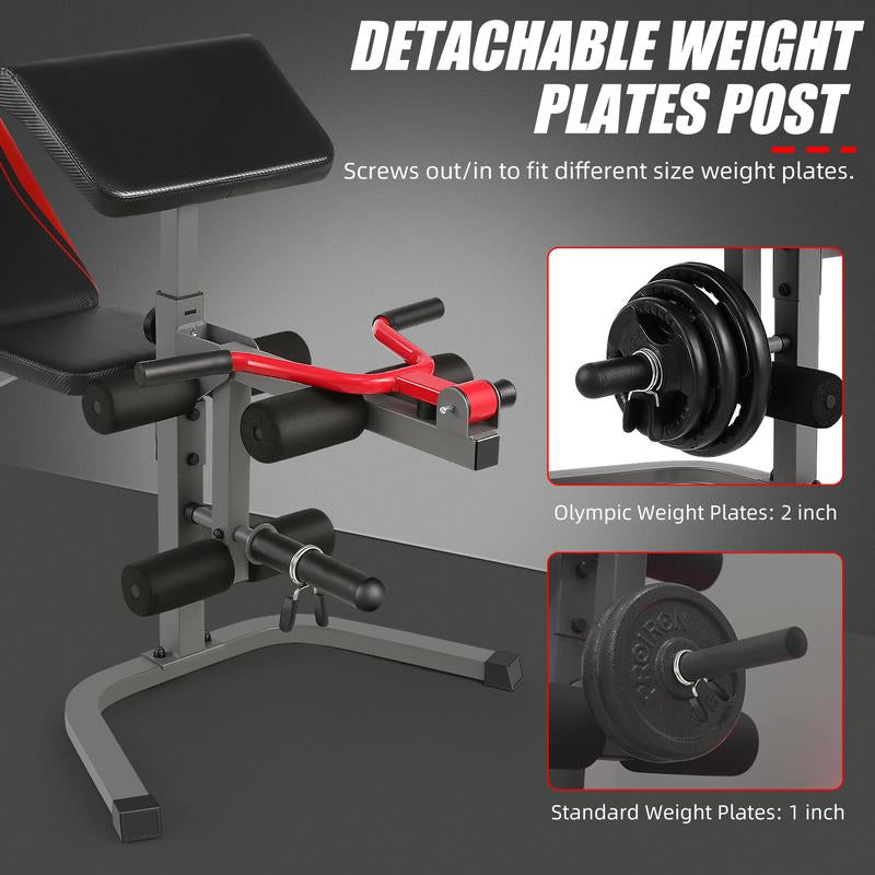 Oppsdecor Olympic 900LBS Adjustable Weight Training Bench with Leg Extension and Pad for Home Gym