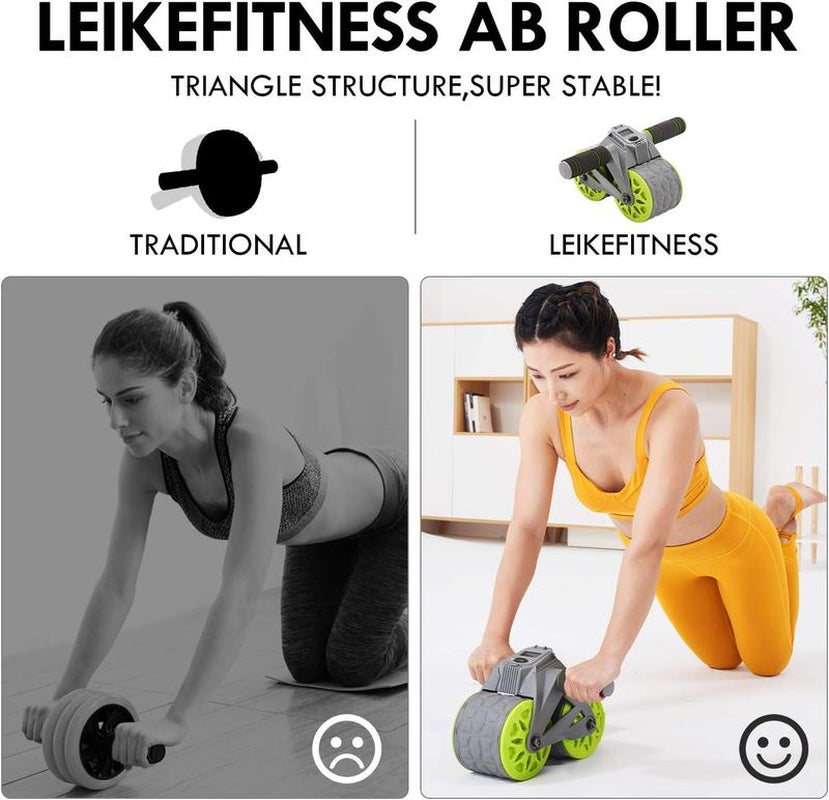 Ab Wheel Roller Automatic Rebound with Knee Pad Mat,Core Muscle Ab Trainer, Ab Workout Equipment for Abdominal Exercise Ab Wheel