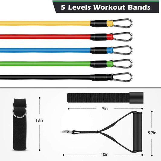 Exercise Bands,Resistance Bands with Handle,Work Out Bands with Handles,Home Gym Equipment Workout Bands for Full-Body Toning Molar Hand Grip Strengthener Trainer Exerciser Stretching Gear Dealsforyoudays
