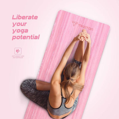 Tikaton 【Hot Yoga Mat Eco Friendly】High Density, Lasting Rebound POE Yoga Mat Exercise & Fitness Mat with Carrying Strap, 1/4 Inch, 72"L X 24"W Yoga